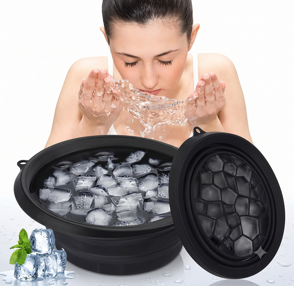 Collapsible Facial Ice Bath Bowl with Built-in Ice Tray — Skin Tightening & Cold Plunge Therapy Tool